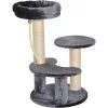 PawHut Arbre à Chats 2 Griffoirs Grattoirs Sisal Naturel 3 Plateformes Corde à Grimper Dim. Ø 40 X 65H Cm Peluche Haute Densité 500 G/m² Gris - Gris -PawHut Soldes Boutique 10056712 1