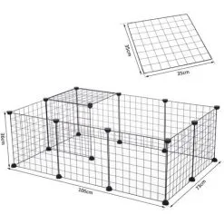 PawHut Cage Parc Enclos Pour Animaux Domestiques L 106 X L 73 X H 36 Cm Bords Arrondis Fil Métallique Noir 55 - Noir -PawHut Soldes Boutique 12311127 3