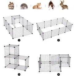 PawHut Cage Parc Enclos Pour Animaux Domestiques L 106 X L 73 X H 36 Cm Bords Arrondis Fil Métallique Noir 55 - Noir -PawHut Soldes Boutique 12311127 4
