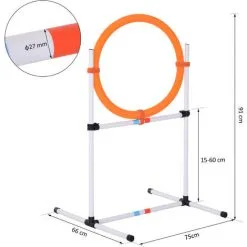 PawHut Agility Sport Pour Chiens Anneau D'agilité Et Obstacle 2 En 1 Avec Sac De Transport Plastique Blanc Orange - Orange -PawHut Soldes Boutique 13201108 3