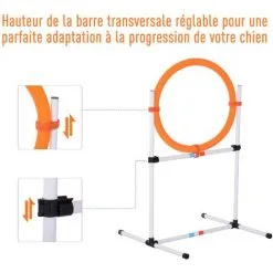 PawHut Agility Sport Pour Chiens Anneau D'agilité Et Obstacle 2 En 1 Avec Sac De Transport Plastique Blanc Orange - Orange -PawHut Soldes Boutique 13201108 5