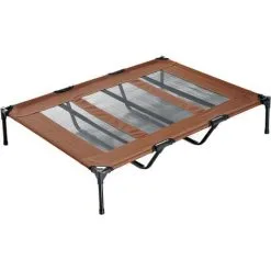 PawHut Lit Sur Pieds XXL Pour Chien Chat Lit De Camp Animal Lit Surélevé Oxford Textilène Micro-perforé Dim. 122L X 92l X 23H Cm Marron Clair - Marron Clair