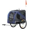PawHut Remorque Vélo Pour Chien Animaux Pliable 8 Réflecteurs Drapeau Barre Attelage Inclus Acier Polyester Imperméable Max. 30 Kg 130L X 73l X 90H Cm Bleu - Bleu