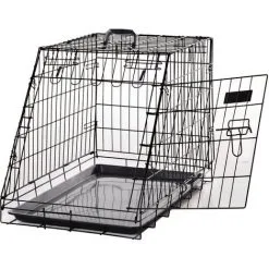 PawHut Cage De Transport Pour Chien Taille L Dim. 76L X 48l X 55H Cm Métal Noir