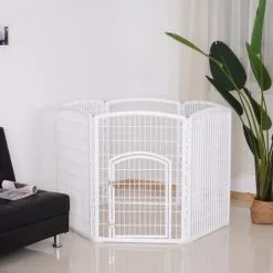 PawHut Luxe Parc Enclos Modulable Pour Chien 6 Panneaux + 1 Porte Verrouillable Plastique PP Blanc - Blanc -PawHut Soldes Boutique 16806678 2