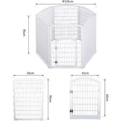 PawHut Luxe Parc Enclos Modulable Pour Chien 6 Panneaux + 1 Porte Verrouillable Plastique PP Blanc - Blanc -PawHut Soldes Boutique 16806678 3