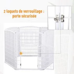 PawHut Luxe Parc Enclos Modulable Pour Chien 6 Panneaux + 1 Porte Verrouillable Plastique PP Blanc - Blanc -PawHut Soldes Boutique 16806678 4