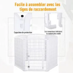 PawHut Luxe Parc Enclos Modulable Pour Chien 6 Panneaux + 1 Porte Verrouillable Plastique PP Blanc - Blanc -PawHut Soldes Boutique 16806678 5