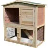 PawHut Clapier à Lapin Cage à Lapin 2 étages 4 Portes Verrouillables Rampe Toit Bitûmé Bois De Sapin - Beige -PawHut Soldes Boutique 16924032 1