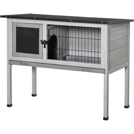 PawHut Clapier Sur Pieds Cage à Lapin Avec Niche Intérieure Plateau Excrément Coulissant Porte Verrouillable Toit Ouvrant Bois De Sapin Gris Blanc 1 PawHut Clapier Sur Pieds Cage à Lapin Avec Niche Intérieure Plateau Excrément Coulissant Porte Verrouillable Toit Ouvrant Bois De Sapin Gris Blanc