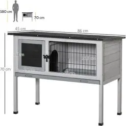 PawHut Clapier Sur Pieds Cage à Lapin Avec Niche Intérieure Plateau Excrément Coulissant Porte Verrouillable Toit Ouvrant Bois De Sapin Gris Blanc 7 PawHut Clapier Sur Pieds Cage à Lapin Avec Niche Intérieure Plateau Excrément Coulissant Porte Verrouillable Toit Ouvrant Bois De Sapin Gris Blanc -PawHut Soldes Boutique 16924034 3