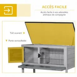 PawHut Clapier Sur Pieds Cage à Lapin Avec Niche Intérieure Plateau Excrément Coulissant Porte Verrouillable Toit Ouvrant Bois De Sapin Gris Blanc 8 PawHut Clapier Sur Pieds Cage à Lapin Avec Niche Intérieure Plateau Excrément Coulissant Porte Verrouillable Toit Ouvrant Bois De Sapin Gris Blanc -PawHut Soldes Boutique 16924034 4