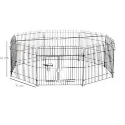 PawHut Parc Enclos Pour Chiens Chiots Animaux Domestiques Diamètre 158 Cm 8 Panneaux 71L X 61H Cm Noir - Noir -PawHut Soldes Boutique 17063393 3