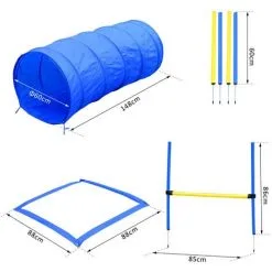 PawHut Agility Sport Pour Chiens équipement Complet Obstacles, Tunnel, Slalom, Zone Repos + 2 Sacs De Transport Bleu Jaune - Bleu -PawHut Soldes Boutique 17063394 3