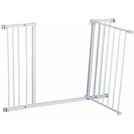 PawHut Barrière De Sécurité Longueur Réglable Dim. 76-107l X 76H Cm Sans Perçage Métal Plastique Blanc 5 PawHut Barrière De Sécurité Longueur Réglable Dim. 76-107l X 76H Cm Sans Perçage Métal Plastique Blanc – Image 5