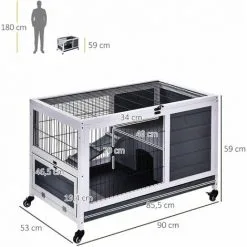 PawHut Clapier à Lapin Sur Roulettes Cage à Lapin 2 étages Porte Verrouillable Toit Ouvrant Plateau Coulissant Rampe Bois De Sapin Gris Blanc - Gris 7 PawHut Clapier à Lapin Sur Roulettes Cage à Lapin 2 étages Porte Verrouillable Toit Ouvrant Plateau Coulissant Rampe Bois De Sapin Gris Blanc - Gris -PawHut Soldes Boutique 18565133 3