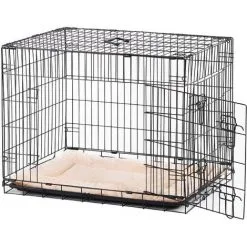 PawHut Cage Caisse De Transport Pliante Pour Chien En Métal Noir 106 X 71 X 76 Cm Matelas Fourni - Noir