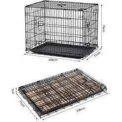 PawHut Cage Caisse De Transport Pliante Pour Chien En Métal Noir 106 X 71 X 76 Cm Matelas Fourni - Noir 7 PawHut Cage Caisse De Transport Pliante Pour Chien En Métal Noir 106 X 71 X 76 Cm Matelas Fourni - Noir -PawHut Soldes Boutique 1933135 3