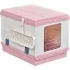 PawHut Maison De Toilette Pliable Portable Pour Chat Tiroir à Litière Coulissant Porte Battante Transparente + Pelle Fournis 43L X 54l X 42H Cm Rose - Rose -PawHut Soldes Boutique 19845659 1