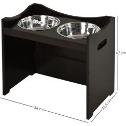 PawHut Gamelle Double Chien Chat Porte-gamelles Surélevé Dim. 54L X 31l X 47H Cm 2 Gamelles Acier Inox. Incluses MDF Brun Foncé - Marron -PawHut Soldes Boutique 20209113 3