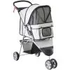 PawHut Poussette Buggy Pliable Animaux Chariot Pliant Chien Chat Porte-gobelet Panier De Rangement Inclus Roues Avec Frein Tissu 600D Oxford Métal Gris - Gris -PawHut Soldes Boutique 2200819 1