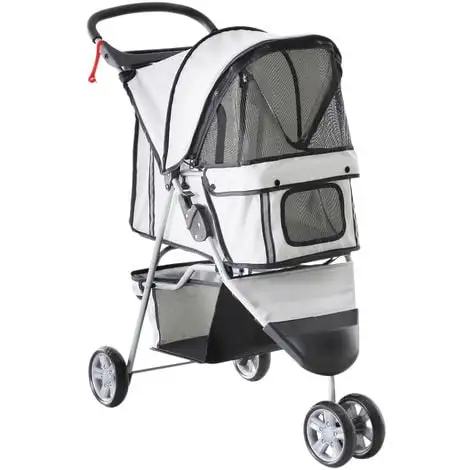PawHut Poussette Buggy Pliable Animaux Chariot Pliant Chien Chat Porte-gobelet Panier De Rangement Inclus Roues Avec Frein Tissu 600D Oxford Métal Gris - Gris 1 PawHut Poussette Buggy Pliable Animaux Chariot Pliant Chien Chat Porte-gobelet Panier De Rangement Inclus Roues Avec Frein Tissu 600D Oxford Métal Gris - Gris