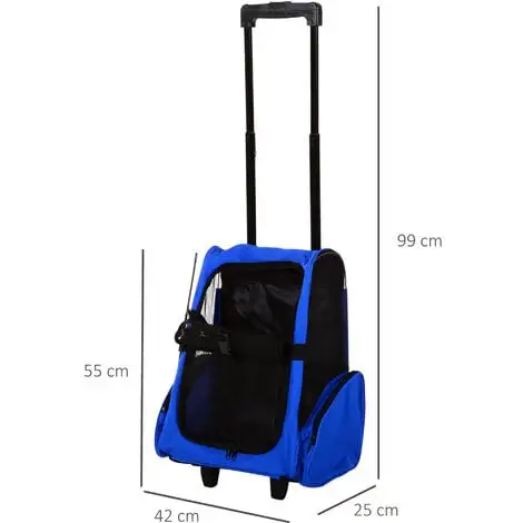 PawHut 2 En 1 Trolley Chariot Sac à Dos Sac De Transport à Roulettes Pour Chien Chat 3 PawHut 2 En 1 Trolley Chariot Sac à Dos Sac De Transport à Roulettes Pour Chien Chat – Image 3