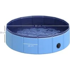 PawHut Piscine Pour Chien Bassin PVC Pliable Anti-glissant Facile à Nettoyer Diamètre 80 Hauteur 20 Cm Bleu - Bleu -PawHut Soldes Boutique 2209748 3