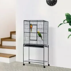 PawHut Cage à Oiseaux Portable Avec 4 Mangeoires Et 4 Perchoirs Pratique 81 X 48 X 163 Cm Noir Et Gris - Gris 8 PawHut Cage à Oiseaux Portable Avec 4 Mangeoires Et 4 Perchoirs Pratique 81 X 48 X 163 Cm Noir Et Gris - Gris -PawHut Soldes Boutique 22857304 4