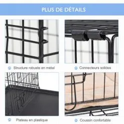 PawHut Cage De Transport Pliante Pour Chien Poignée, Plateau Amovible, Coussin Fourni 76 X 53 X 57 Cm Noir - Noir 8 PawHut Cage De Transport Pliante Pour Chien Poignée, Plateau Amovible, Coussin Fourni 76 X 53 X 57 Cm Noir - Noir -PawHut Soldes Boutique 2320371 4