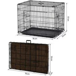 PawHut Cage Caisse De Transport Pliante Pour Chien Poignée, Plateau Amovible, Coussin Fourni 92 X 57 X 62,5 Cm - Noir -PawHut Soldes Boutique 2320372 4
