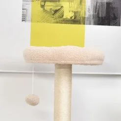 PawHut Arbre à Chats Avec Griffoir Niche Poteaux Peluche Haute Densité 45L X 40L X 148H Cm Beige -PawHut Soldes Boutique 23460882 4