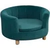 PawHut Canapé Chien Lit Pour Chien Chat Avec Accoudoirs Coussin Moelleux Pieds Bois Massif Dim. 65 X 64 X 37 Cm Velours Bleu Canard - Bleu -PawHut Soldes Boutique 23980704 1