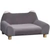 PawHut Canapé Chien Lit Pour Chien Design Dossier Oreilles Pieds Bois Massif Dim. 63 X 43 X 31 Cm Velours Gris - Gris -PawHut Soldes Boutique 23980713 1