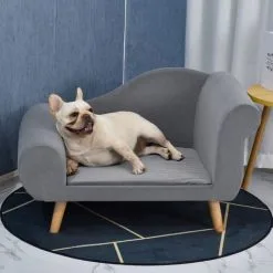 PawHut Canapé Chien Lit Pour Chien Méridienne Design Scandinave Coussin Moelleux Pieds Bois Massif Dim. 82 X 55 X 49 Cm Velours Gris - Gris -PawHut Soldes Boutique 23980758 4