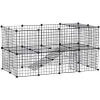 PawHut Cage Parc Enclos Pour Animaux Domestiques L 146 X L 73 X H 73 Cm Modulable 2 Niveaux 36 Panneaux Bords Arrondis Fil Métallique Noir - Noir -PawHut Soldes Boutique 24060726 1