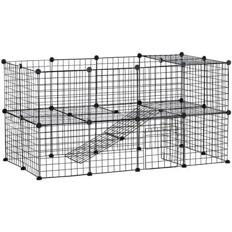 PawHut Cage Parc Enclos Pour Animaux Domestiques L 146 X L 73 X H 73 Cm Modulable 2 Niveaux 36 Panneaux Bords Arrondis Fil Métallique Noir - Noir 1 PawHut Cage Parc Enclos Pour Animaux Domestiques L 146 X L 73 X H 73 Cm Modulable 2 Niveaux 36 Panneaux Bords Arrondis Fil Métallique Noir - Noir