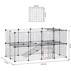 PawHut Cage Parc Enclos Pour Animaux Domestiques L 146 X L 73 X H 73 Cm Modulable 2 Niveaux 36 Panneaux Bords Arrondis Fil Métallique Noir - Noir 7 PawHut Cage Parc Enclos Pour Animaux Domestiques L 146 X L 73 X H 73 Cm Modulable 2 Niveaux 36 Panneaux Bords Arrondis Fil Métallique Noir - Noir -PawHut Soldes Boutique 24060726 3