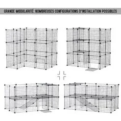 PawHut Cage Parc Enclos Pour Animaux Domestiques L 146 X L 73 X H 73 Cm Modulable 2 Niveaux 36 Panneaux Bords Arrondis Fil Métallique Noir - Noir 8 PawHut Cage Parc Enclos Pour Animaux Domestiques L 146 X L 73 X H 73 Cm Modulable 2 Niveaux 36 Panneaux Bords Arrondis Fil Métallique Noir - Noir -PawHut Soldes Boutique 24060726 4