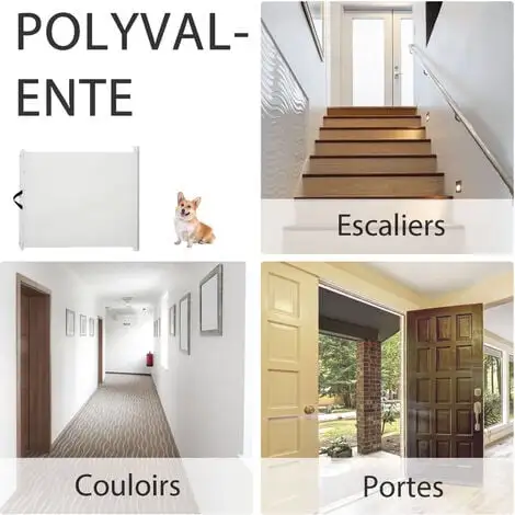 PawHut Barrière De Sécurité Barrière Animaux Rétractable Automatique 1,15L X 0,83H M Teslin Métal Blanc - Blanc 5 PawHut Barrière De Sécurité Barrière Animaux Rétractable Automatique 1,15L X 0,83H M Teslin Métal Blanc - Blanc – Image 5