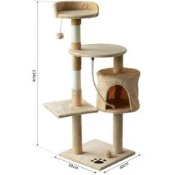 PawHut Arbre à Chats Multi-équipements Griffoirs Grattoirs Plateformes Niche Corde Jouets 40L X 40l X 114H Cm Beige - Beige -PawHut Soldes Boutique 25007945 3