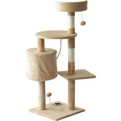 PawHut Arbre à Chats Multi-équipements Griffoirs Grattoirs Plateformes Niche Corde Jouets 40L X 40l X 114H Cm Beige - Beige -PawHut Soldes Boutique 25007945 5