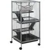 PawHut Cage Pour Petits Animaux Portable Avec 2 Portes Hamac Métal PP 52 X 52 X 113,5 Cm Gris - Gris -PawHut Soldes Boutique 25008039 1