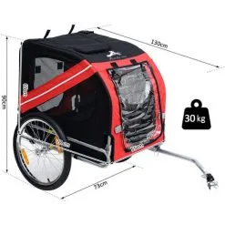 PawHut Remorque Vélo Pour Chien Animaux Pliable 8 Réflecteurs Drapeau Barre Attelage Inclus Acier Polyester Imperméable Max. 30 Kg 130L X 73l X 90H Cm Rouge 7 PawHut Remorque Vélo Pour Chien Animaux Pliable 8 Réflecteurs Drapeau Barre Attelage Inclus Acier Polyester Imperméable Max. 30 Kg 130L X 73l X 90H Cm Rouge -PawHut Soldes Boutique 25008730 3
