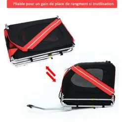 PawHut Remorque Vélo Pour Chien Animaux Pliable 8 Réflecteurs Drapeau Barre Attelage Inclus Acier Polyester Imperméable Max. 30 Kg 130L X 73l X 90H Cm Rouge 8 PawHut Remorque Vélo Pour Chien Animaux Pliable 8 Réflecteurs Drapeau Barre Attelage Inclus Acier Polyester Imperméable Max. 30 Kg 130L X 73l X 90H Cm Rouge -PawHut Soldes Boutique 25008730 4