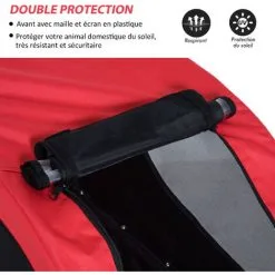 PawHut Remorque Velo Pour Chien Animaux Avec 8 Reflecteurs Drapeau Rouge Noir - Rouge -PawHut Soldes Boutique 25009357 4