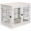PawHut Cage Pour Chien Animaux Cage En Bois MDF Classe E1 3 Portes Verrouillables Max. 30 Kg Dim. 81L X 58l X 66H Cm Blanc Noir - Blanc -PawHut Soldes Boutique 25009384 1