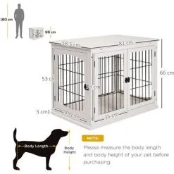 PawHut Cage Pour Chien Animaux Cage En Bois MDF Classe E1 3 Portes Verrouillables Max. 30 Kg Dim. 81L X 58l X 66H Cm Blanc Noir - Blanc -PawHut Soldes Boutique 25009384 3