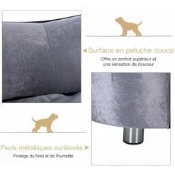 PawHut Canapé/lit Pour Chien/chat Canapé Animaux Avec Accoudoir Et Dossier 69x49x38cm - Gris -PawHut Soldes Boutique 25009386 5