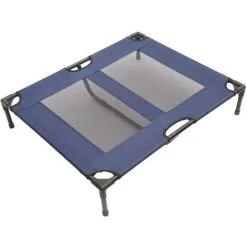 PawHut Lit Sur Pieds XXL Pour Chien Chat Lit De Camp Animal Lit Surélevé Tissu Oxford Textilène Micro-perforé 92L X 76l X 18H Cm Bleu Marine - Bleu